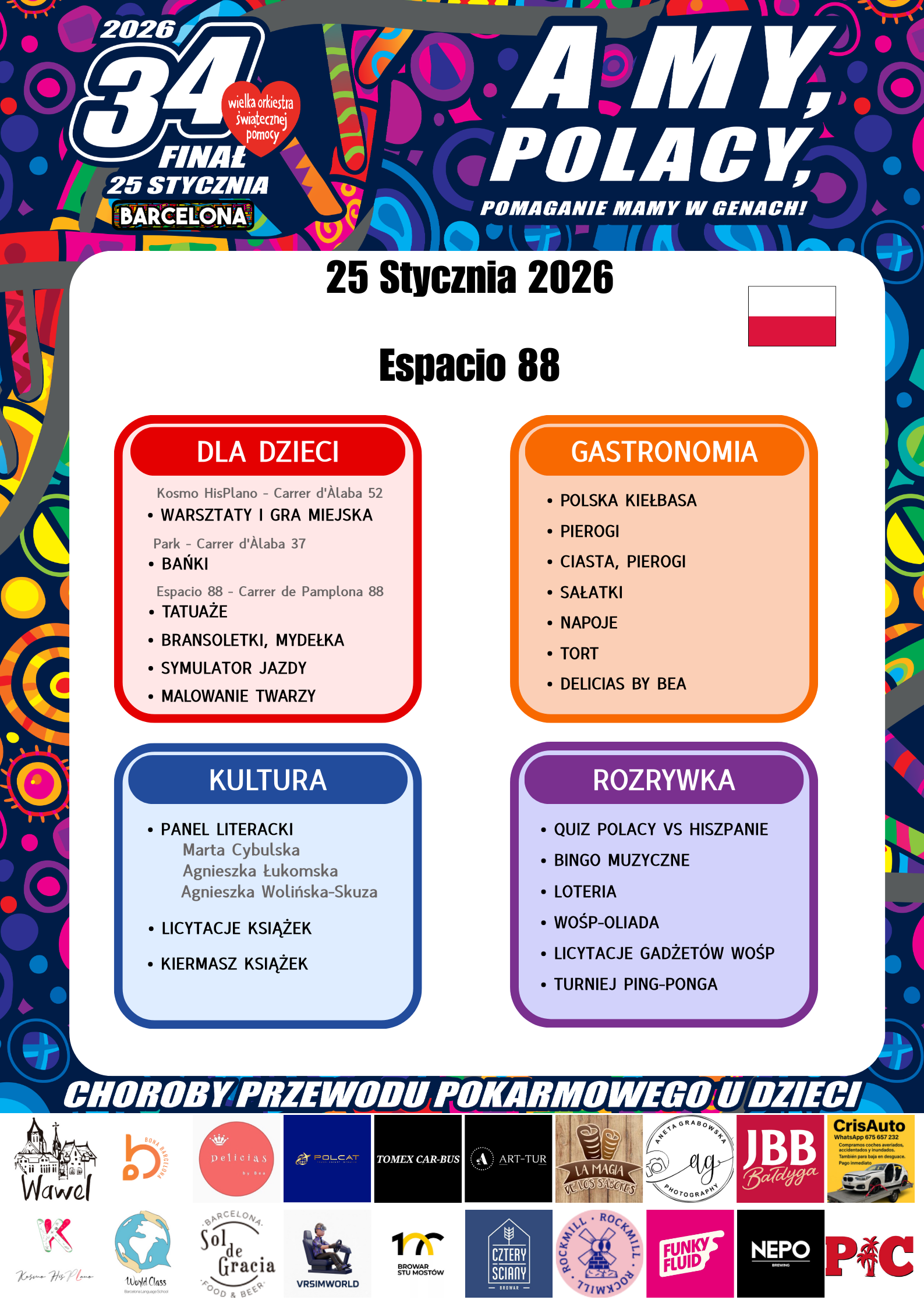 Plakat 34. Finału WOŚP w Barcelonie